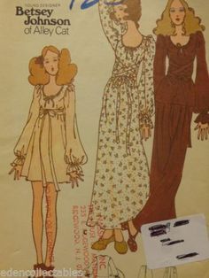 1970 Dress Patterns, Cat Sewing Pattern, Biba Fashion, Cat Sewing, 1970's Fashion, 1970s Style