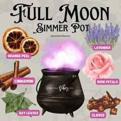 Full Moon Simmer Pots Witchcraft, Full Moon Altar Ideas, Summer Solstice Full Moon, September Rituals, Full Moon Recipes, Beaver Moon Ritual, Sturgeon Moon Ritual, Full Moon Spell Jar