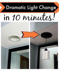 an orange arrow pointing to the ceiling with text overlay reading dramatic light change in 10 minutes