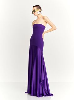 The Alessandra Maxi Dress in Amethyst Purple Dress Aesthetic, Royal Purple Dress, Wedding Options, Purple Gowns, Solace London, A Line Evening Dress, Fall Wedding Guest, London Dress, Fall Wedding Guest Dress