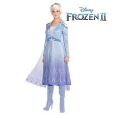 a woman in a frozen princess costume standing on a white background with the caption's name