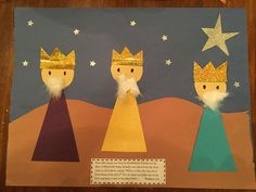 an image of three wise men in the desert with stars on their heads and beards