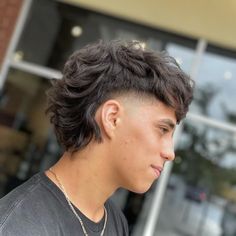 Modern Mullet Haircut, Mullet Haircuts, Mullet Fade, Mens Haircuts Short Hair, Monochrome Makeup Look, Men Haircut Curly Hair, Taper Fade Haircut, Mullet Haircut