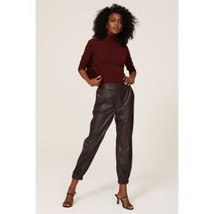 Merlot faux leather (100% Polyester). Jogger. Pull on. 27" Inseam. Imported. Leather Pants With Faux Front Pockets For Night Out, Fitted Leather Pants With Faux Front Pockets, Brown Leather Pants For Night Out, Fall Leather Pants With Faux Front Pockets, Trendy Leather Pants With Faux Front Pockets, Fitted Faux Leather Pants With Faux Front Pockets, Sleek Brown Faux Leather Pants, Fall Leather Pants With Faux Front Pockets For Workwear, Fall Leather Pants For Workwear With Faux Front Pockets