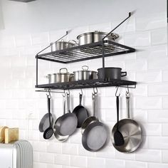 Product Description 30 inch Wall-Mounted Pot Rack Maximize your kitchen space with our versatile hanging pot rack! Carbon steel disc grating offers excellent load-bearing capacity and easy cleaning. Open storage design facilitates deployment and retrieval, saving you time. Installation is a breeze - no complicated tools required! Ample Capacity for Various Cookware Designed for both restaurant and home kitchens, our wall-mounted pot racks easily store a variety of pots and pans, including pots, crafts and frying pans, keeping your kitchen tidy and organized. 55 lbs Strong Loading Weight Our pot and pan hanging rack is made from high-strength carbon steel and offers excellent load-carrying capacity (55 lbs.). Hang your dinnerware securely! User-friendly Design Our pot holders are carefully Pot Rack Wall, Wall Mounted Pot Rack, Pan Hanger, Pot Rack Kitchen, Hanging Pot Rack, Cookware Design, Pot And Pans Organization, Pot Organization, Pot Lid Organization