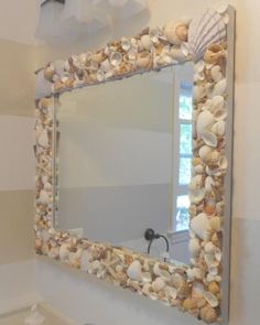 there is a mirror made out of seashells