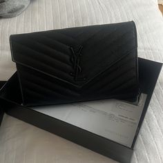 Black Ysl, As New. I Have All The Tags+Box And Receipts From Nordstorm. Let Me Know For Questions. Ysl Envelope, Saint Laurent Bags, Saint Laurent Bag, Ysl Bag, Let Me Know, Saint Laurent, Envelope, Let Me, Bag Lady