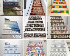 the steps are decorated with different patterns and colors