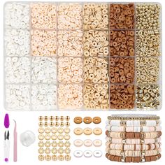 PRICES MAY VARY. Personal Needs & Color Combination: You will receive 3000 pcs clay beads, 450 pcs of gold beads for spacers. Neutral clay beads and white clay beads. the rich color system combos and practical accessories to meet your various creative needs. Easy to Store and Use: Our flat beads are stored in a clear sorter box. The clay beads set is convenient for you to choose colors at a glance, easy to organize and carrying on. Good Value & Great Presents: The clay beads kit for bracelets ma Clay Bead Bracelet Kit, Flat Clay Beads, Wedding Goodie Bags, Neutral Bracelets, Make Clay Beads, Practical Accessories, Beads Kit, Diy Friendship Bracelet, Flat Beads