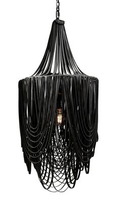 a black chandelier hanging from the ceiling