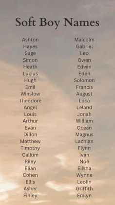 the names of soft boy names in front of a cloudy sky