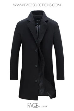 Black color London Long Coat Elegant Business Pea Coat With Double Button Closure, Elegant Single-breasted Business Outerwear, Tailored Elegant Wool Coat For Business, Elegant Long Sleeve Wool Coat For Business, Elegant Wool Coat For Business In Winter, Elegant Winter Business Wool Coat, Winter Business Wool Coat With Single Button, Elegant Business Wool Coat With Button Closure, Elegant Fall Business Outerwear