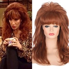 80s Peggy Bundy Bouffant Auburn Red Vintage Costume WIG *NEW* full cap wig  Arrives NEW Synthetic  Color: AUBURN RED COLOR  Great for cosplay and performance stage looks Occassions：Halloween,Cosplay,Costume,Anime ,concerts,theme parties ect Handmade ✅ With And Without Bangs, Peggy Bundy, Wig Sale, Red Curls, Blond Ombre, Sew In Hair Extensions, Auburn Red, Tape Ins, 360 Lace Wigs