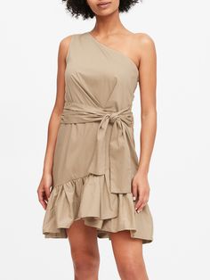 One-Shoulder Poplin Mini Dress | Banana Republic One-shoulder Mini Dress With Ruffle Hem For Brunch, One-shoulder Mini Dress With Ruffle Hem, Spring Fitted One Shoulder Dress With Ruffle Hem, One Shoulder Mini Dress With Ruffle Hem, Spring One-shoulder Dress With Ruffle Hem, Spring One Shoulder Dress With Ruffle Hem, Off-shoulder Ruched Asymmetrical Summer Dress, Fitted One Shoulder Dress With Ruffle Hem, One-shoulder Ruffle Hem Dress For Brunch