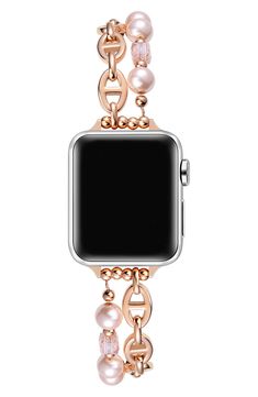 Take your tech to the next level with this imitation-pearl embellished bracelet strap that adds timeless sophistication to your Apple Watch. Apple Watch not included Compatible with all Apple Watch series Stainless steel with goldtone plate/plastic imitation pearl Imported Apple Watch Bracelets, Ultra Series, Apple Watch Series, Apple Watch Bands, Next Level, Watch Bands, Apple Watch, Bracelet Watch, Gold Tones