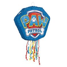 a blue kite with the words paw patrol on it