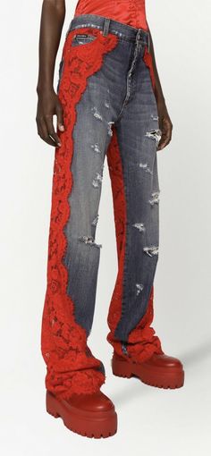 Jeans With Lace, Diy Fashion Clothing, Jeans Online, Jeans For Women, Apparel Design, Denim Fashion, Diy Fashion