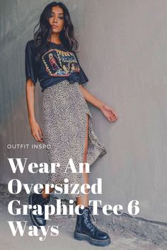 If you’re having a hard time figuring out what to do with your oversized frock or if you just want some ideas for styling, look no further. You’re going to want to keep reading this one, 6 of the best ways to style an oversized graphic tee, plus tons of outfit inspo just ahead. Band T Shirt Work Outfit, Oversized Tshirt Fashion Outfit, How To Dress Up A Band Tee, How To Style An Over Sized Tshirt, Market Shopping Outfit, Vintage Style Graphic Tees, Big Tshirt Skirt Outfit, Sequin Skirt With Tshirt, Cool Tshirt Outfits