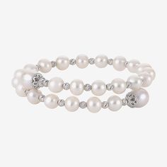 This coil bracelet alternates cultured freshwater pearls and sterling silver brilliance beads for a luxurious look with easy on/easy off styling.Pearl Color: WhitePearl Sizes: 6-6½mm round and 8-9mm ricePearl Type: Cultured Freshwater PearlsFeatures: Quick ShipChain Length: 8 InchChain Construction: BeadCare: Wipe CleanBirthstone: June BirthstoneBracelet Type: Strand BraceletsMetal: Sterling SilverIs Beaded: NoCountry of Origin: Imported Bracelets Beaded, Coil Bracelet, Freshwater Cultured Pearls, Pearl Color, Jewellery And Watches, Fresh Water, Freshwater Pearls, Fine Jewelry, Beaded Bracelets