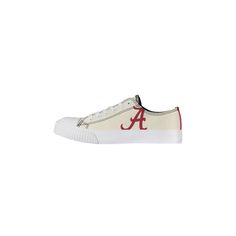 Make every part of your Alabama Crimson Tide outfit full of team spirit with these Low Top Canvas shoes from FOCO. The team's logo on the tongue and side of these kicks are sure to make a statement about your unwavering fandom. Thanks to the closed, rounded toe, you'll enjoy breathability and comfortability while you cheer on the Alabama Crimson Tide.Make every part of your Alabama Crimson Tide outfit full of team spirit with these Low Top Canvas shoes from FOCO. The team's logo on the tongue an Sporty Low-top Canvas Shoes With Embroidered Logo, Team-colored Sneakers For Sports With Team Spirit, Sporty Canvas Shoes With Embroidered Logo, Sports Lace-up Skate Shoes With Embroidered Logo, White Sneakers With Team Name For Sports, Casual Sneakers With Laces For Sports Events, Casual Skate Shoes With Embroidered Logo, Casual Low-top Sneakers For Sports Events, Team-colored Sneakers For Streetwear