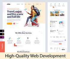 an image of a website design for travel company, with the title'travel enjoy and live new and full life '