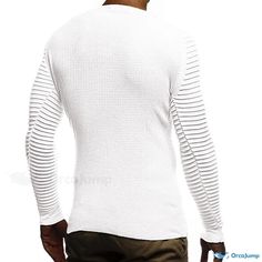 OrcaJump - Solid Color Long Sleeve Knitted Sweater Pullover with Slim Fit White Textured Knit Long Sleeve Sweater, Ribbed Crew Neck White Sweater, White Casual Stretch Sweater, Casual White Stretch Sweater, White Stretch Knitted Cardigan, White Ribbed Knit Sweater, Casual White Ribbed Cardigan, White Long Sleeve Cardigan With Ribbed Cuffs, White Ribbed Casual Cardigan