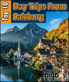 the cover of a travel guide with mountains in the background and houses on the water