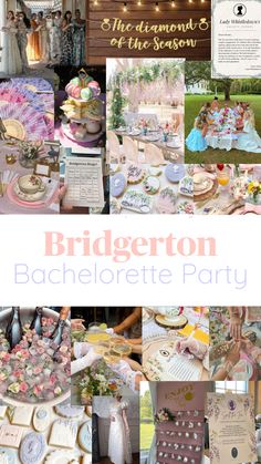 a collage of photos with the words bridaleon bachelor party written on it