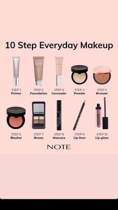 10 Step Everyday Makeup Guide✨💕🌸#makeuptutorial #makeupoftheday #makeupideas #makeuphacks #fashion Simple Meakup Steps, Basic Makeup Steps, Step Make Up, Make Up For Beginners Step By Step, Daily Make Up Routine, Simple Makeup Steps, How To Do Basic Makeup Step By Step, Everyday Makeup Tutorial Step By Step, Makeup Tutorial Pictures Step By Step