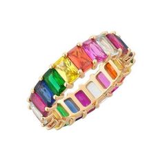 Rainbow Eternity Band Ring Cheap Multicolor Band Jewelry, Luxury Rainbow Ring Jewelry, Luxury Rainbow Colored Ring Jewelry, Luxury Stackable Rainbow Rings, Trending Rings 2022, Luxury Rainbow Colored Rings, Colourful Eternity Ring, Rainbow Ring For Party Jewelry, Rainbow Ring For Parties