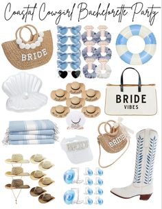 a collage of beach themed bridal party items