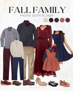 the fall family photo outfits are available in multiple colors and sizes, including red, blue,