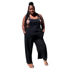 Jump into style with these solid button sling overalls jumpsuit! Made with a comfortable blend of polyester and spandex, these wide-leg overalls feature convenient pockets for all your essentials. Perfect for a playful and quirky look. Light weight for summer 90% Polyester 10% Spandex Black Overalls With Suspenders, Non-stretch Wide Leg Jumpsuits And Rompers, Casual Solid Color Jumpsuit With Bib Front, Casual Solid Bib Front Jumpsuits And Rompers, Casual Solid Bib Front Jumpsuit/romper, Casual Wide Leg Loungewear Overalls, Casual Wide-leg Overalls For Loungewear, Wide Leg Solid Color Jumpsuits And Rompers For Loungewear, Black Solid Color Jumpsuits And Rompers For Loungewear