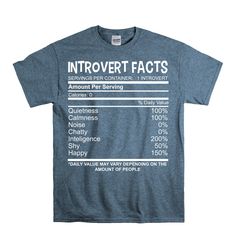 a blue t - shirt with an info sheet on the back that says internet fact