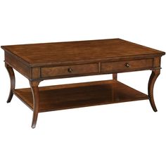 a coffee table with two drawers on each side and one drawer under the top shelf