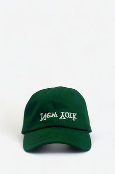 Forest Green/White New York Embroidered Hat from Assembly New York. Six panel hat. Vent holes. Adjustable back closure. Embroidered New York logo on the front. One size fits most. - 100% Cotton - Made in USA