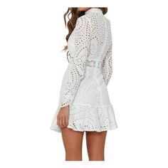 white embroidered short dress