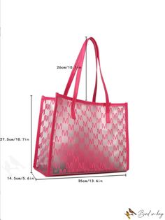 BirdinBag - Neon Pink Graphic Shoulder Tote Bag: Stylish and Functional with Inner Pouch Trendy Pouch Bags For Shopping, Trendy Square Pouch For Daily Use, Trendy Gift Shoulder Bag, Trendy Shoulder Gift Bag, Pink Square Pouch For Daily Use, Pink Rectangular Shopping Pouch, Trendy Cosmetic Pouch, Pink Tote Cosmetic Bag For Everyday Use, Pink Everyday Tote Cosmetic Bag