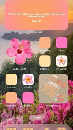 an iphone screen with flowers and the words love on it