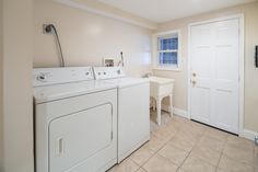 a washer and dryer in a small room