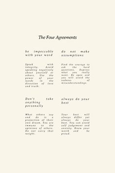 the four agreements are shown in black and white