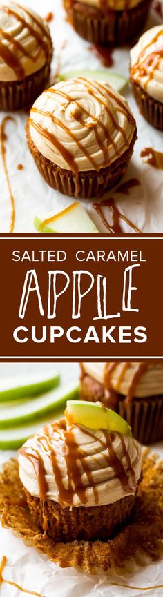 salted caramel apple cupcakes on a plate