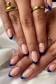 Check out these beautiful and chic french tip nails to inspire you for your next manicure. Manicure, Nail Designs, Nail Polish, Nail Art, Nails, Ring, Pink, Gold, Blue