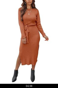 Women Long Sleeve Crew Neck Casual Dress Button Loose Fitting Sweater Fall Winter Tunic Dress Date Night Outfit Dress, Casual Outfits Ideas, Business Casual Outfits Winter, Winter Date Night Outfits, Fancy Casual, Trendy Girls Outfits