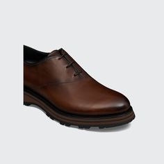 Berluti "Venezia" oxfords. Stacked heel. Round toe. Lace-up vamp. Contrast midsole. Lugged sole. Up Shoes, Lug Sole, Bergdorf Goodman, Stacked Heel, Top Designers, Lace Up Shoes, Tops Designs, Lace Up, Luxury Fashion