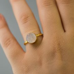 10% Off - Round  Druzy Ring - Druzy Agate - Druzzy stone ring - Bezel Set Ring - April Birthstone - size 4, 5, 7, 8, 9. $62.00, via Etsy. Round Agate Jewelry For Gift, Handmade Round Quartz Jewelry, April Birthstone Ring, Teardrop Ring, Bezel Set Ring, Cushion Ring, Druzy Necklace, Cushion Cut Ring, Druzy Quartz