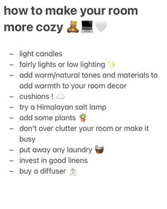 the text on this page says, how to make your room more cozy