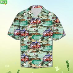 Caravan Beach Aloha Hawaiian Shirt Colorful Short Sleeve Summer Beach Casual Shirt For Men And Women. Wearing this adaptable shirt might help you seem more put together. carefully designed and built to provide the highest level of comfort. You may choose from a variety of sizes and colors to fit your preferences. #summer beach #Shirt #Alwaysky Hawaiian Short Sleeve Camp Shirt For Surfing, Hawaiian Style Printed Camp Shirt For Vacation, Green Hawaiian Camp Shirt With All Over Print, Hawaiian Camp Shirt For Surfing, Tropical Hawaiian Shirt With All Over Print For Vacation, Hawaiian Shirt With All Over Print For Vacation, Hawaiian Vacation Shirt With All Over Print, Printed Green Camp Shirt For Beach Season, Green Printed Camp Shirt For Beach Season