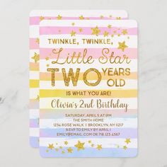 a little star two year old birthday party card