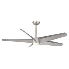 a ceiling fan that has two blades on it